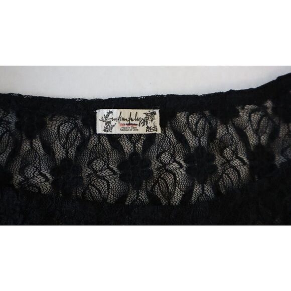 Intimately x Free People Women's Sz XS Black Keep It Simple S/S Lace Baby Tee - Picture 3 of 6